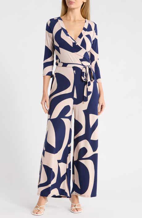 Three Quarter Sleeve Wide Leg Jumpsuit