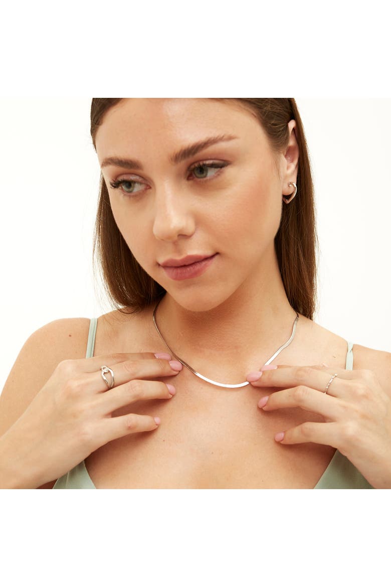 Bold Herringbone Sterling Silver Flat Snake Chain Necklace, Alternate, color, Silver