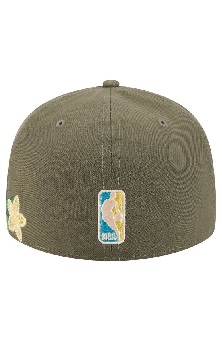 New Era Men's New Era Olive New York Knicks Tonal Florals 59FIFTY Fitted Hat, Alternate, color, Olive