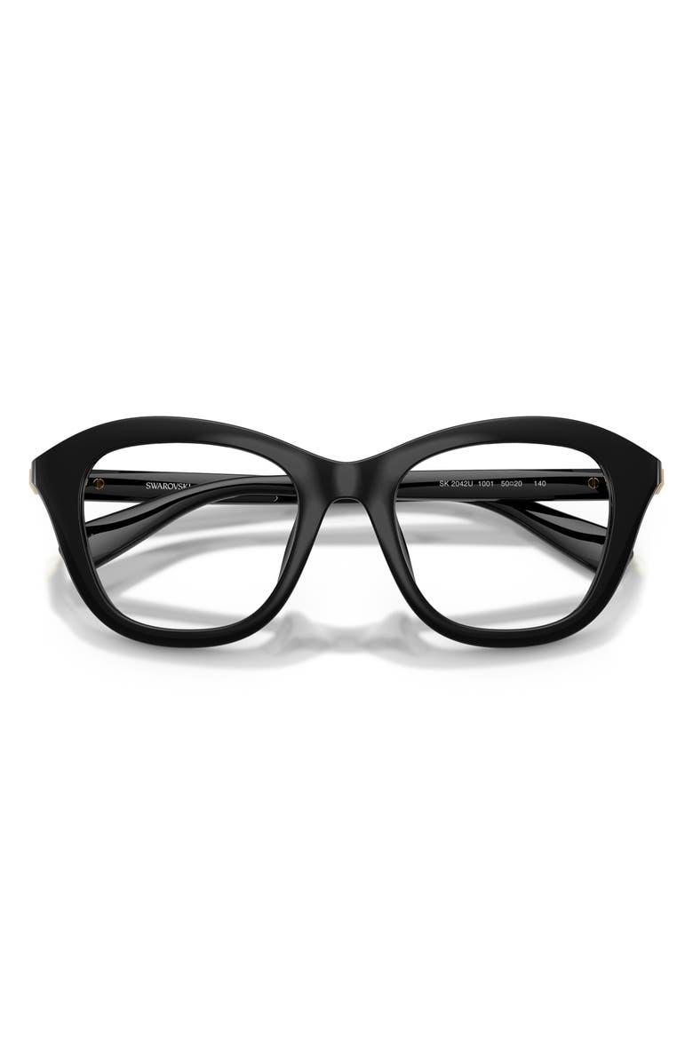 Swarovski 50mm Small Cat Eye Optical Glasses, Alternate, color, Black / Demo Lens