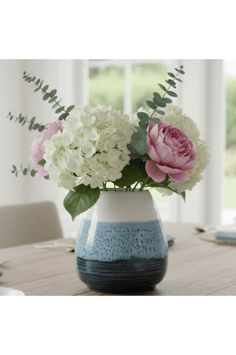 White Blue Small Reactive Glaze Decorative Vase, Alternate, color, White