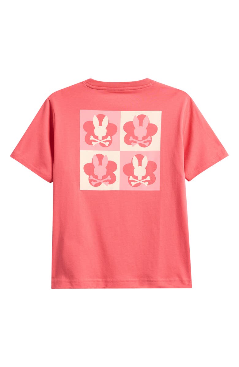 Psycho Bunny Kids' Aiden Pima Cotton Back Graphic T-Shirt, Alternate, color, Sunkissed Coral