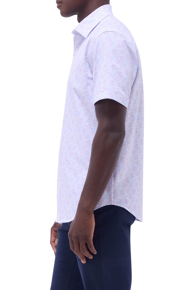 Bugatchi Miles OoohCotton<sup>®</sup> Floral Short Sleeve Button-Up Shirt, Alternate, color, Dusty Pink