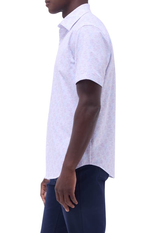 Bugatchi Miles Ooohcotton® Floral Short Sleeve Button-up Shirt In Dusty Pink