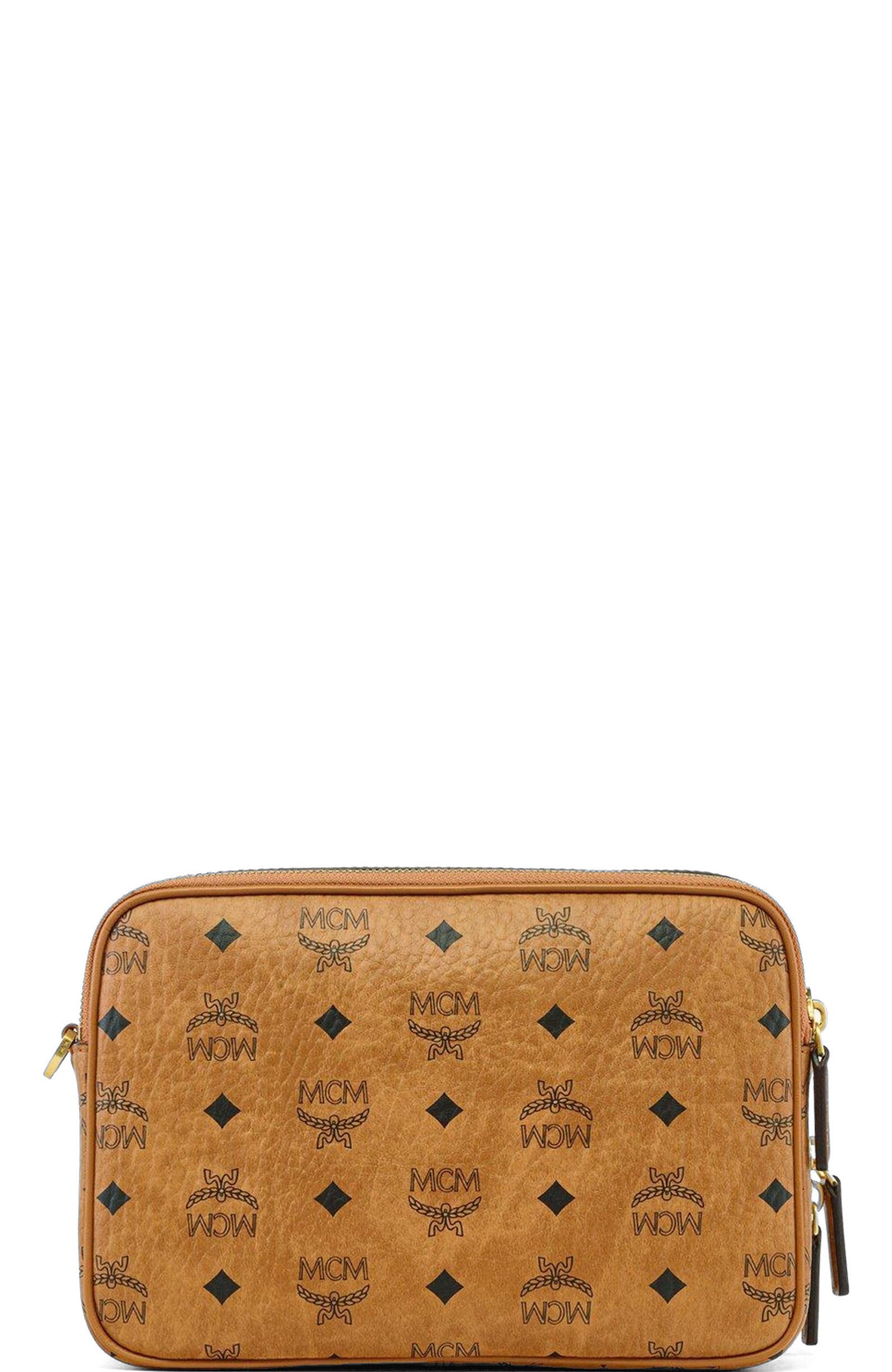 MCM Diamond Camera Bag in Visetos, Alternate, color, Brown