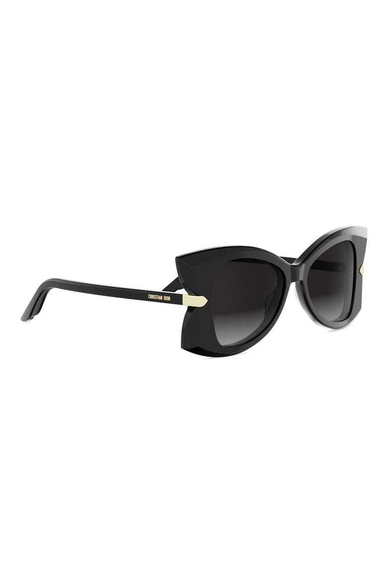 'DiorButterfly S1I 51mm Gradient Butterfly Sunglasses, Alternate, color, SHINY BLACK / GRADIENT SMOKE