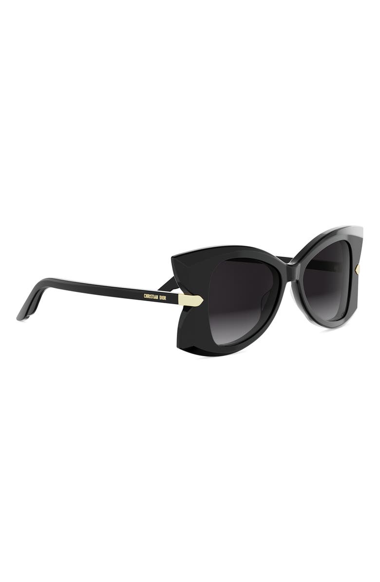 DIOR Butterfly S1I 51mm Gradient Butterfly Sunglasses, Alternate, color, Shiny Black / Gradient Smoke