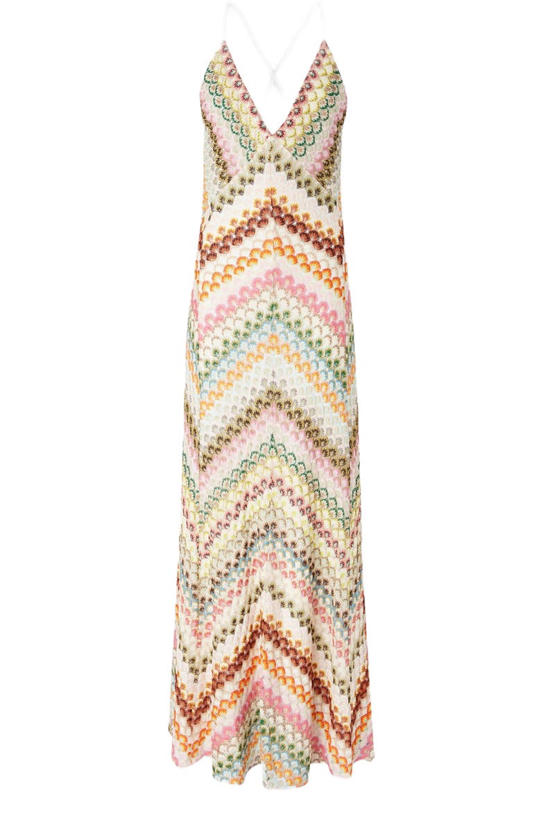 Missoni Long Viscose Dress With V-neck Lace And Zig Zag Pattern, Main, color, 