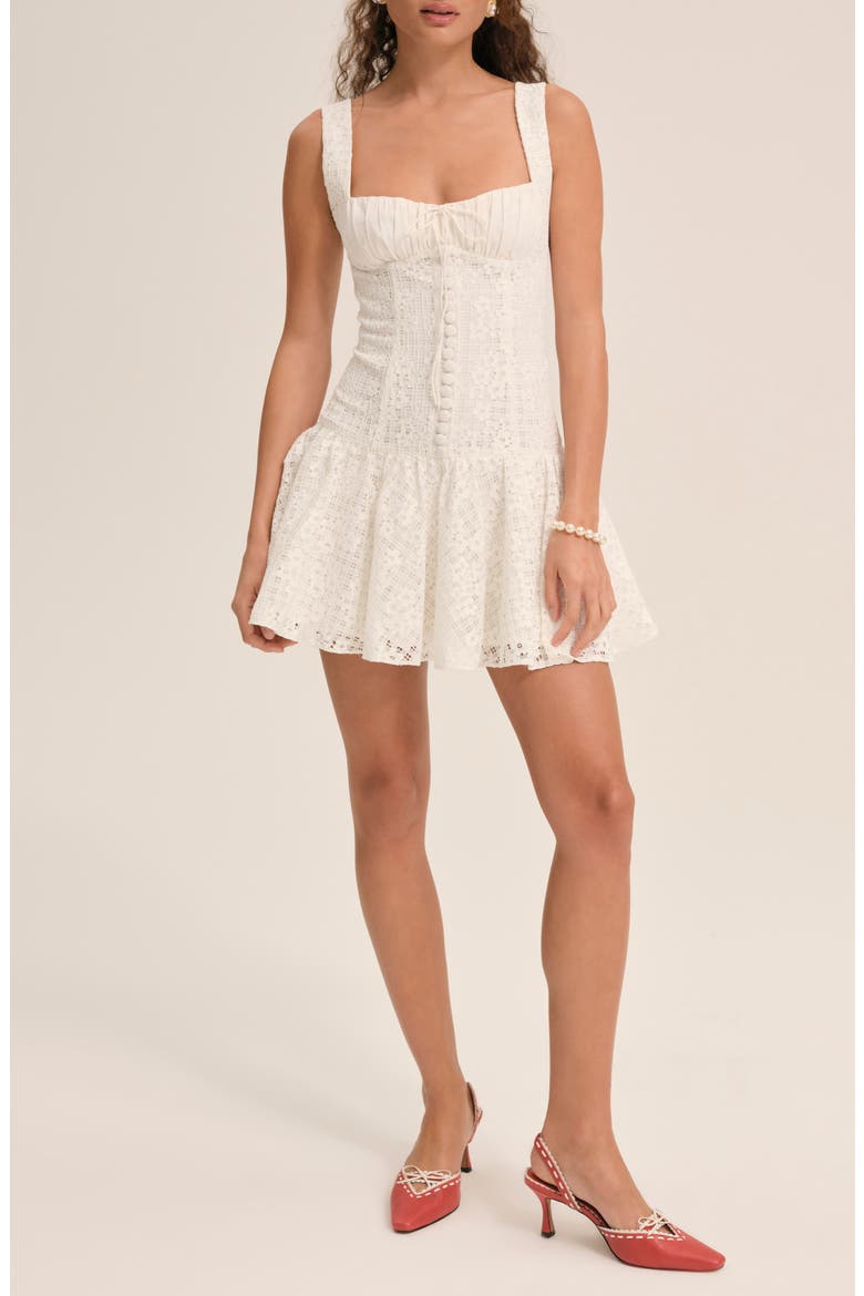 Daisy Embroidered Lace Minidress, Main, color, WHITE