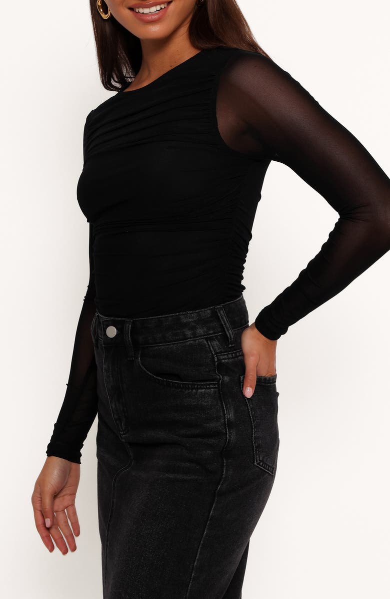 Petal & Pup Selina Long Sleeve Mesh Top, Alternate, color, Black