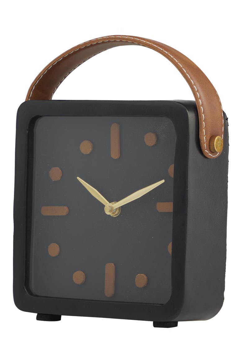 Modern Black Metal Clock, Alternate, color, BLACK