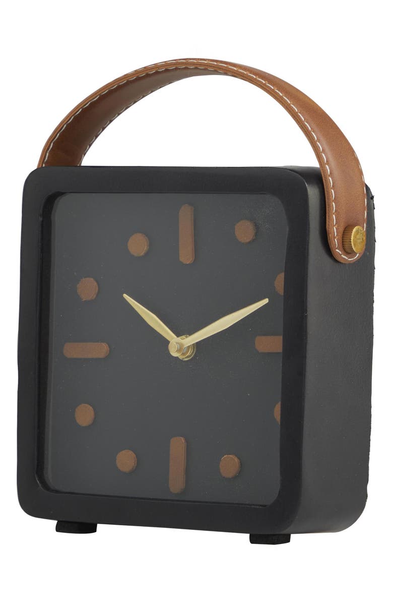 VIVIAN LUNE HOME Modern Black Metal Clock, Alternate, color, Black