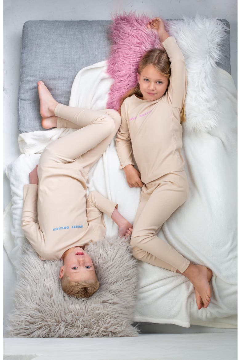 Sweet Dreams Loungewear Set, Alternate, color, Beige / Light Blue
