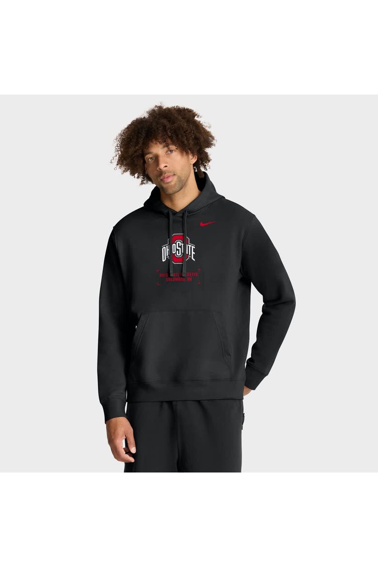 Men's Nike Black Ohio State Buckeyes Basketball Two-Hit Club Fleece Pullover Hoodie, Main, color, Black