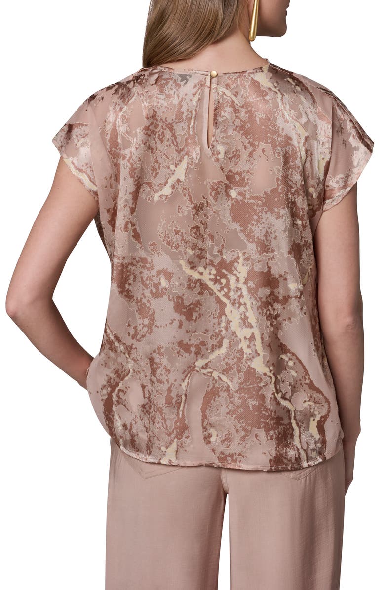 Donna Karan New York Burnout Cowl Neck Top, Alternate, color, Snow Petal Combo