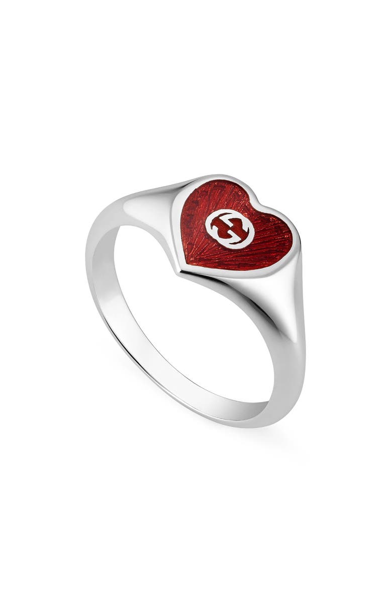 Gucci Extra Small Interlocking-G Red Heart Ring, Main, color,