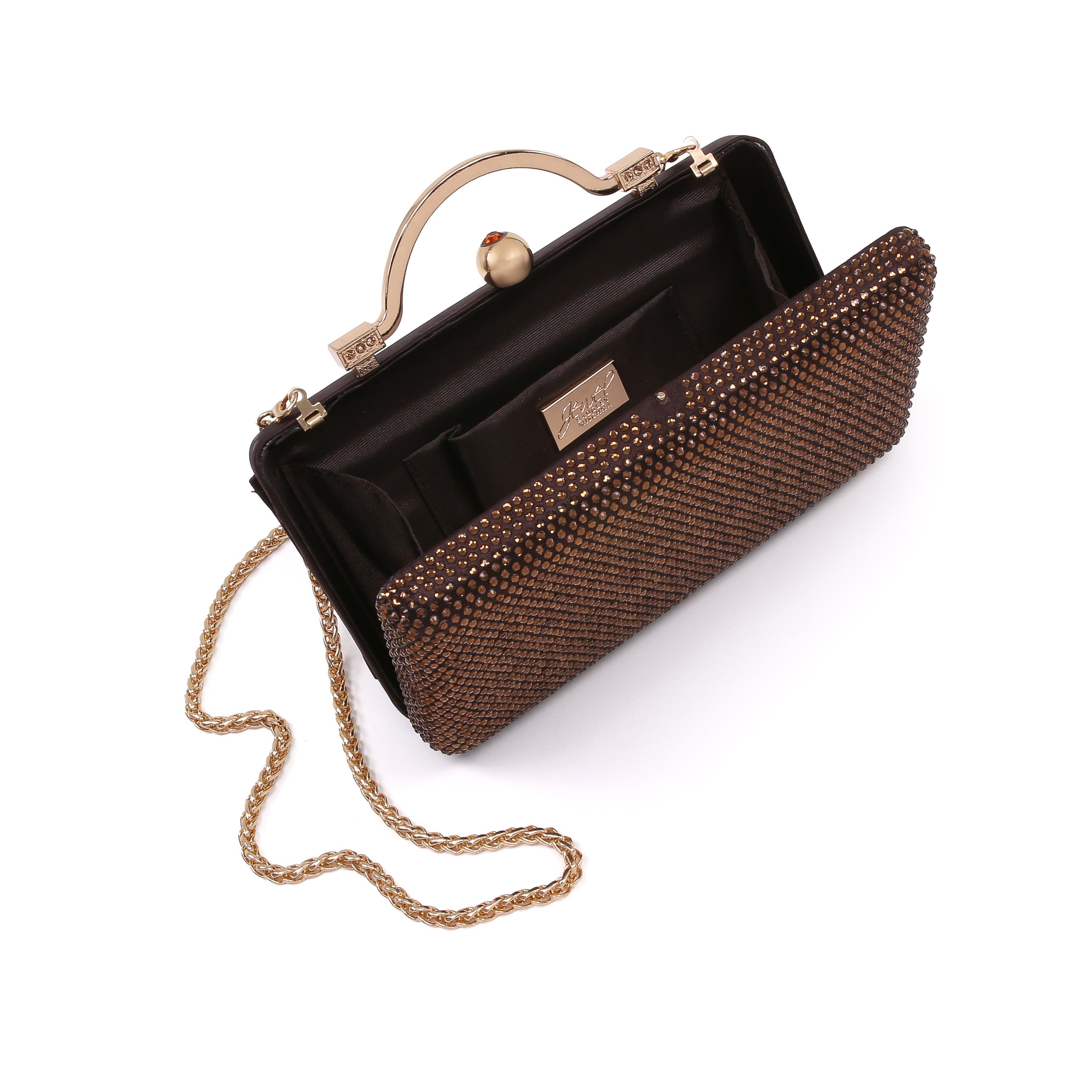 Jude Crystal Minaudiere with Outer Pocket, Alternate, color, Brown
