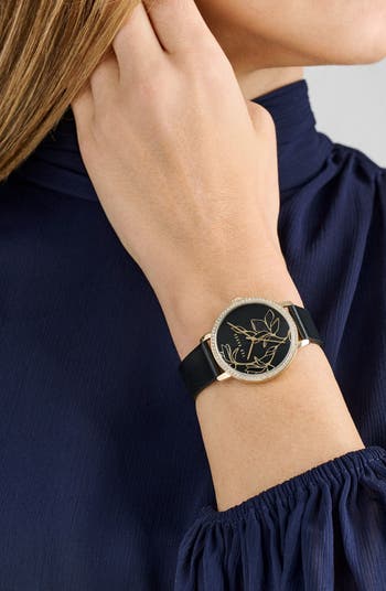 Ted Baker Floral Leather Strap Watch, 36mm | Nordstrom