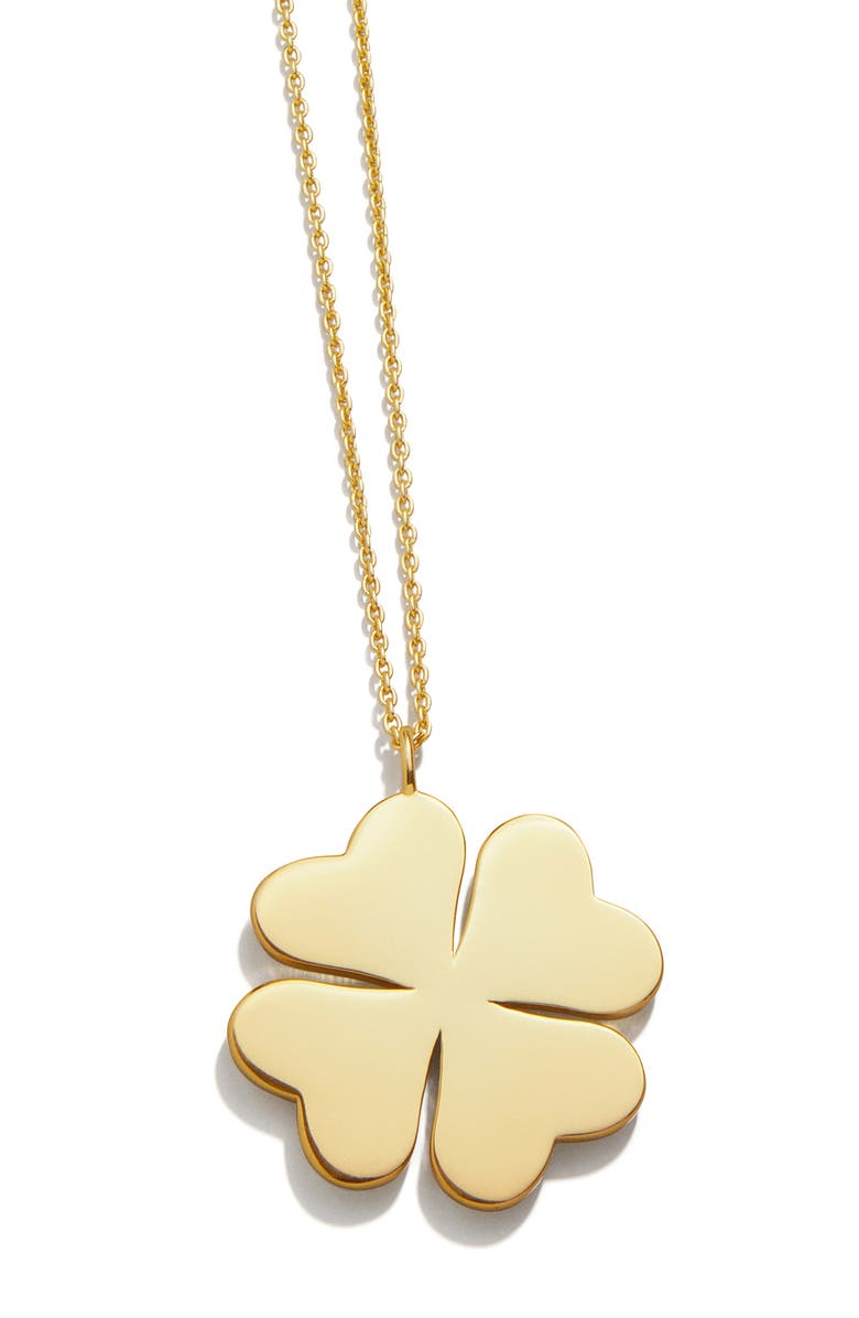 BaubleBar Clover Initial Pendant Necklace, Main, color, Gold