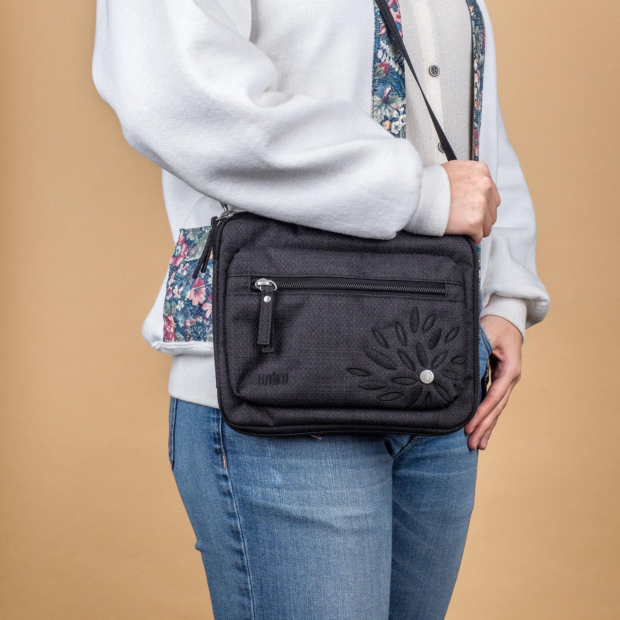 HAIKU Aspire Folio Crossbody, Alternate, color, Black In Bloom