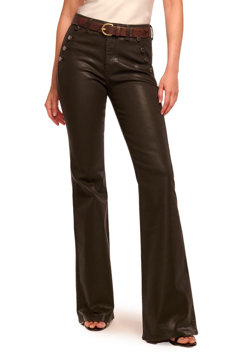 Helena High Waist Coated Bootcut Jeans, Alternate, color, DEEP OLIVE COATED