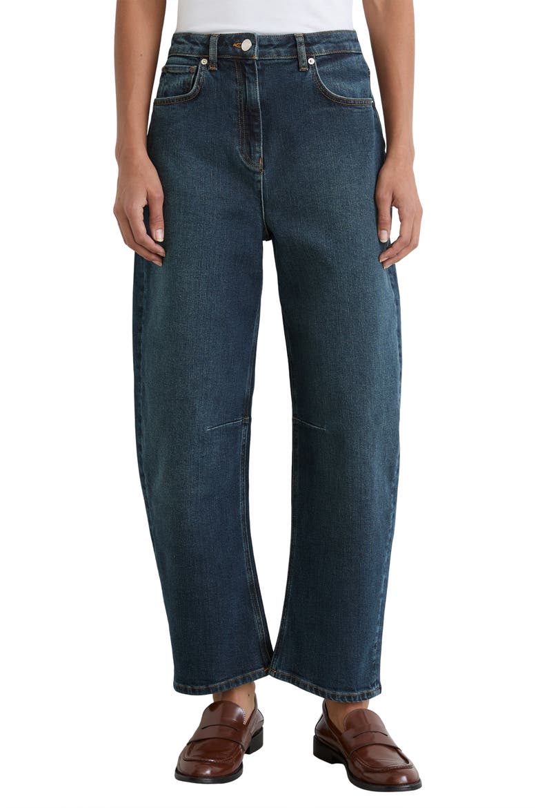 Levitt High Waist Barrel Leg Jeans, Main, color, ANTIQUE MID BLU