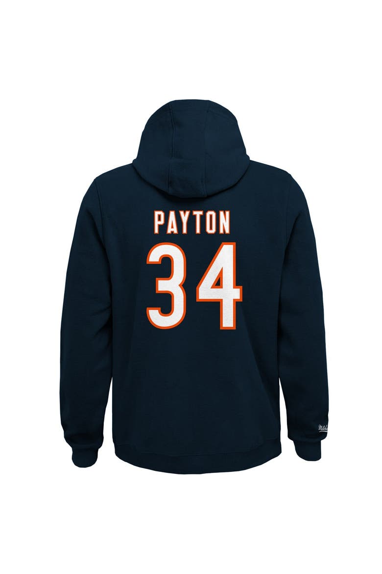 Youth Mitchell & Ness Walter Payton Navy Chicago Bears Retired Player Name & Number Fleece Pullover Hoodie, Alternate, color, Navy