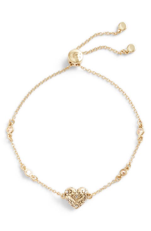 Signature Heart Crystal Slider Bracelet