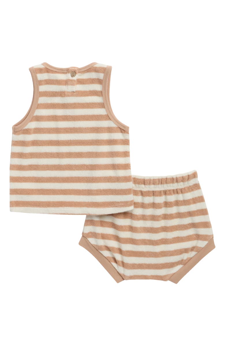 QUINCY MAE Stripe Terry Tank & Shorts Set, Alternate, color, Latte