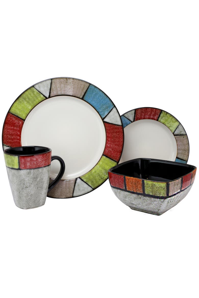 Country Cottage 16 Piece Stoneware Dinnerware Set, Alternate, color, White