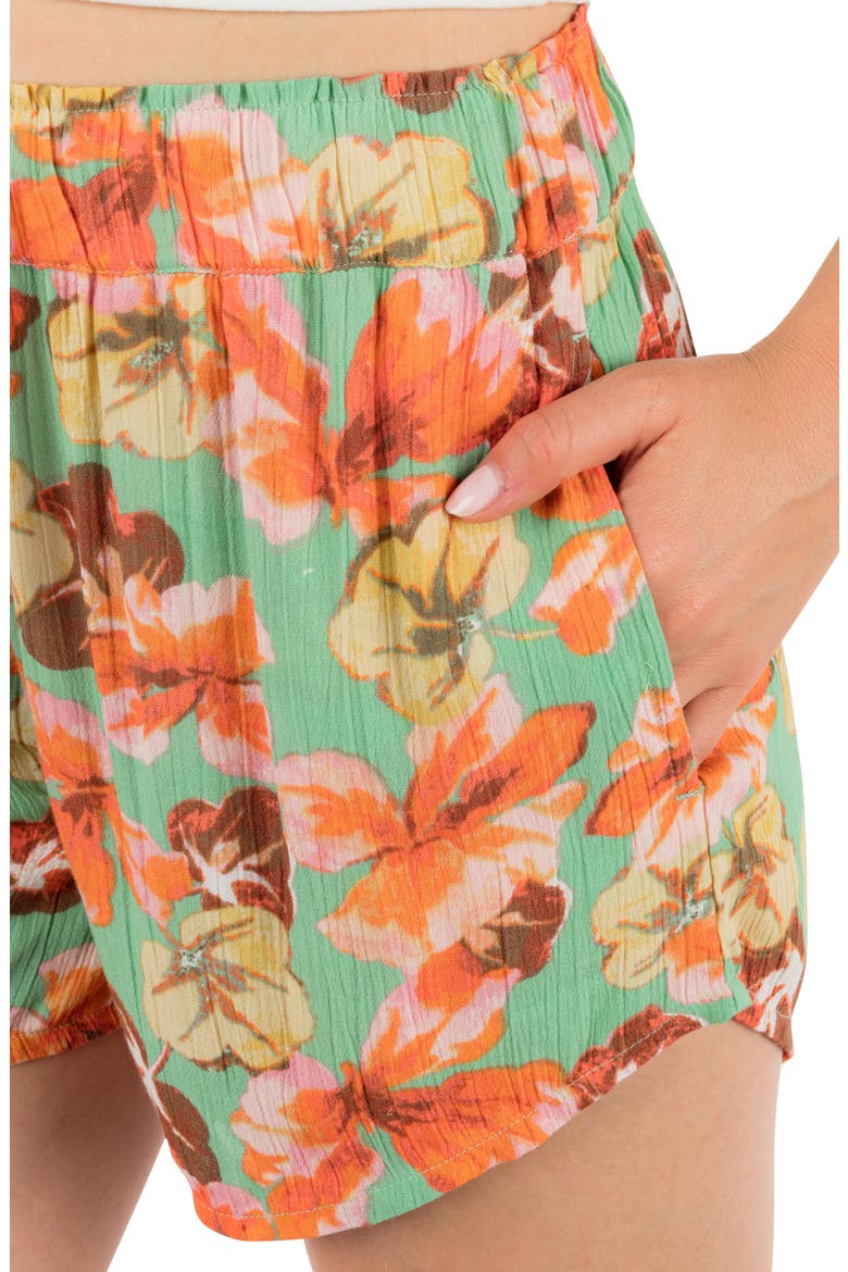 Ginko Clouds Floral Shorts, Alternate, color, GINKO GREEN