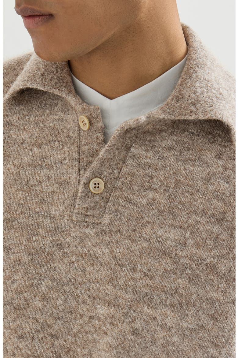 Alpaca, cashmere and wool knit polo, Alternate, color, Medium Grey