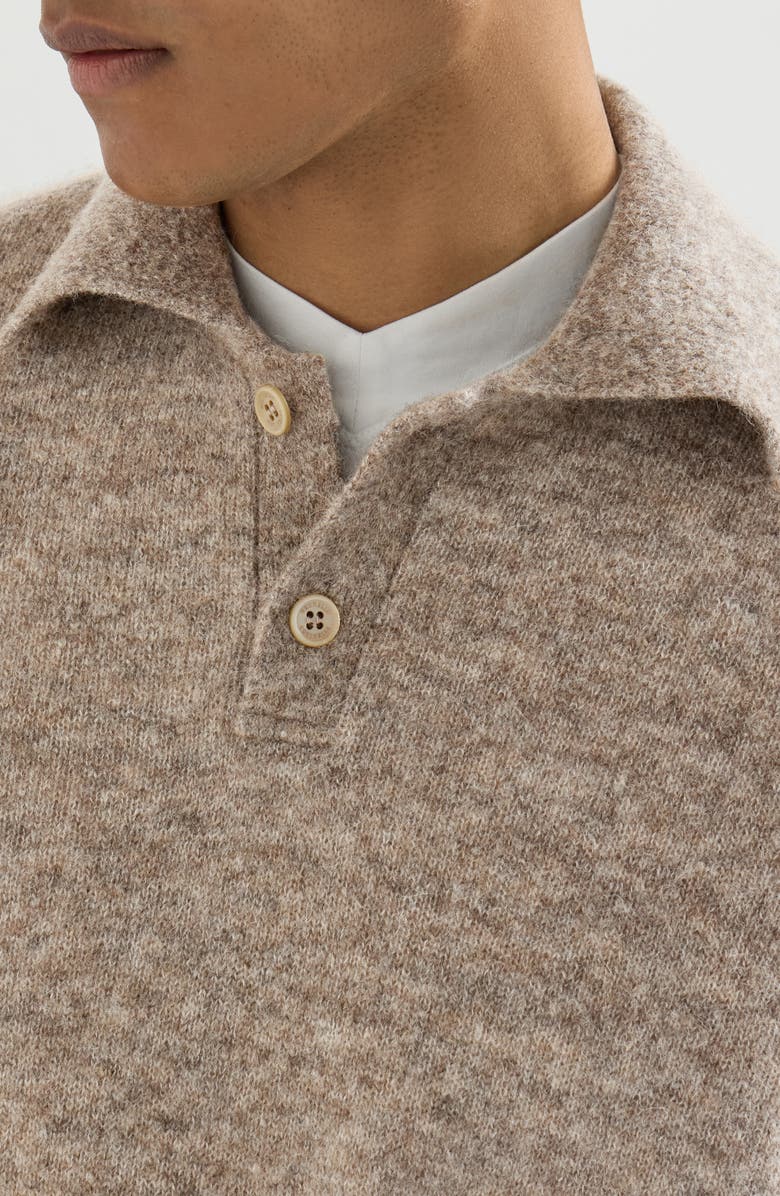Brunello Cucinelli Alpaca, cashmere and wool knit polo, Alternate, color, Medium Grey