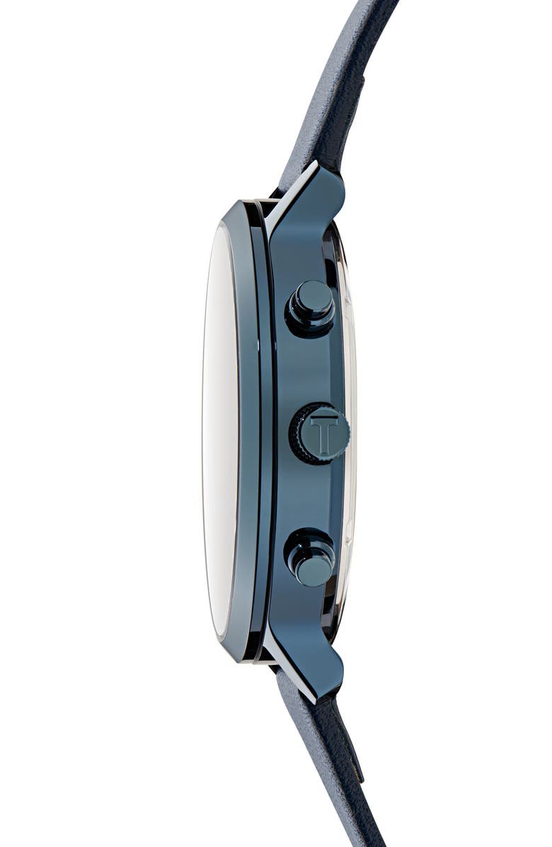 Ted Baker Haarvin Chronograph Leather Strap Watch, 44mm, Alternate, color, Blue