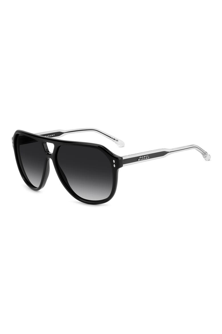 60mm Gradient Pilot Sunglasses, Alternate, color, BLACK/ DARK GREY SF
