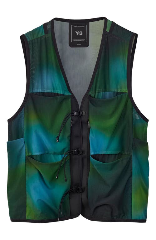Y-3 All-over Print Mesh Vest In Green/blue Multi