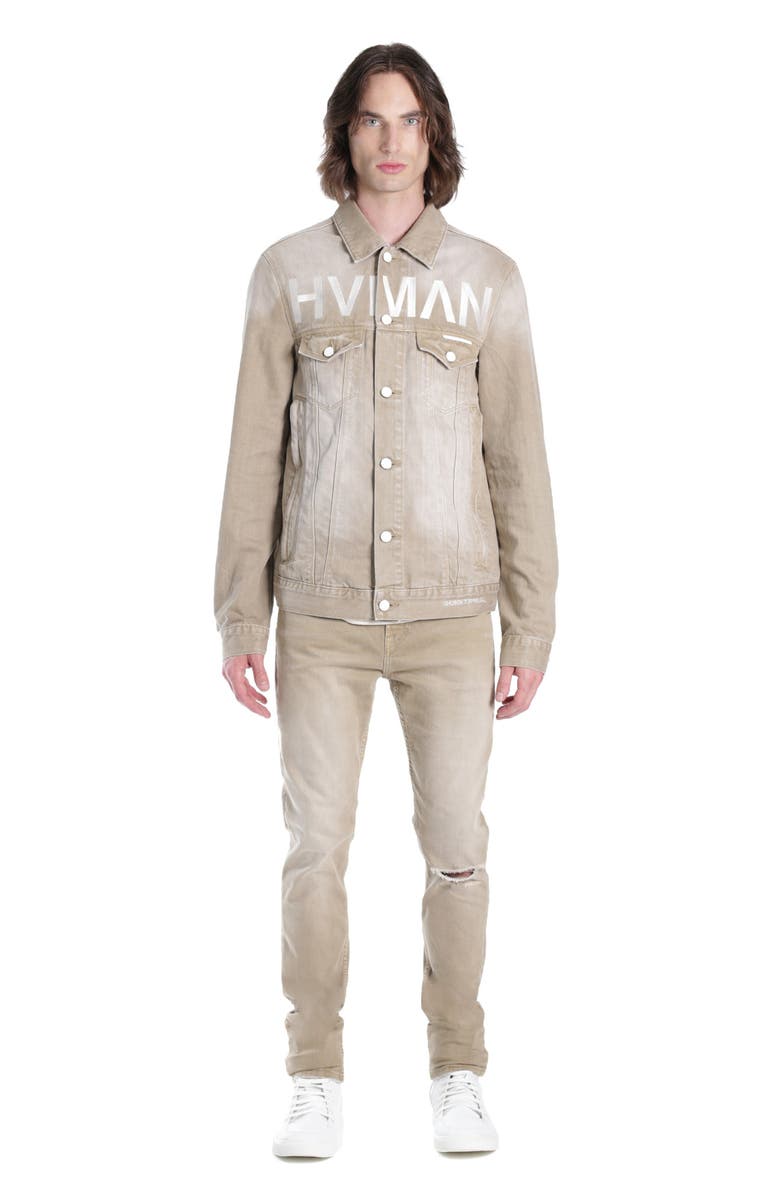 HVMAN Strat Ripped Super Skinny Jeans, Alternate, color, Khaki