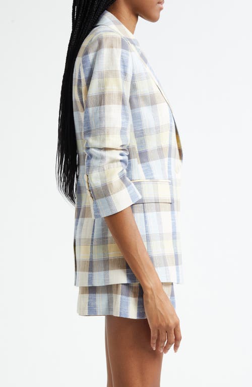 Veronica Beard Clayton Plaid Cotton Blend Dickey Jacket In Blue