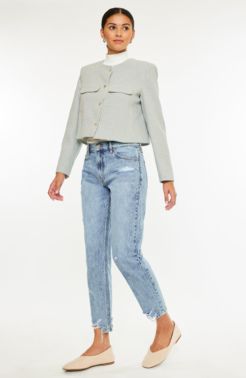 Kancan Harvey Ultra High Rise Mom Jeans In Blue