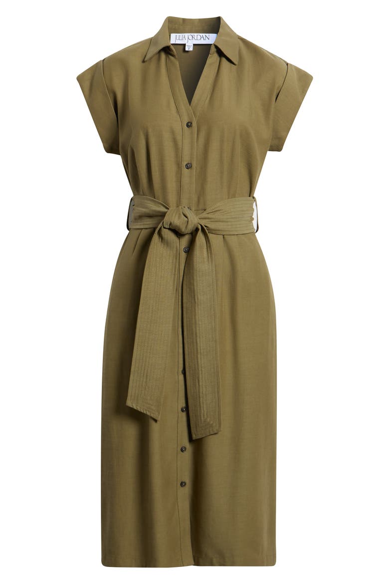 Short Sleeve Midi Shirtdress, Alternate, color, OLIVE