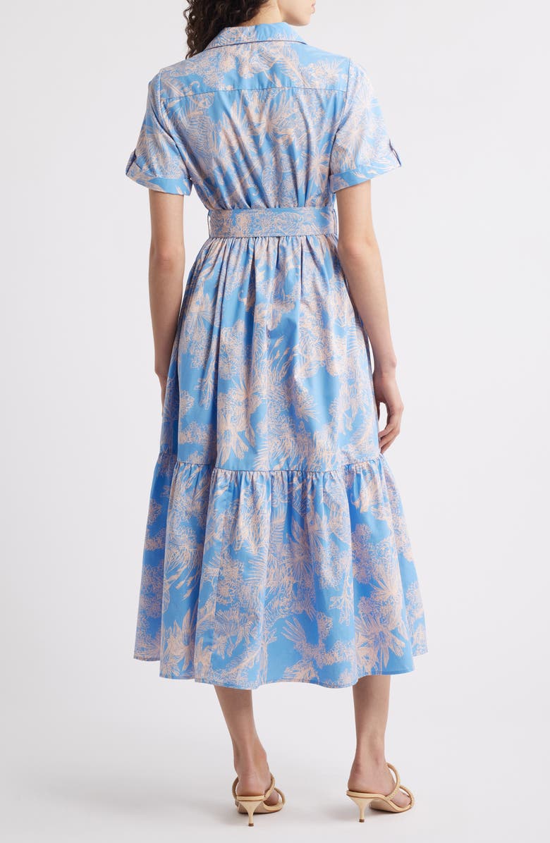 Halogen<sup>®</sup> Floral Short Sleeve Cotton Midi Shirtdress, Alternate, color, Della Blue