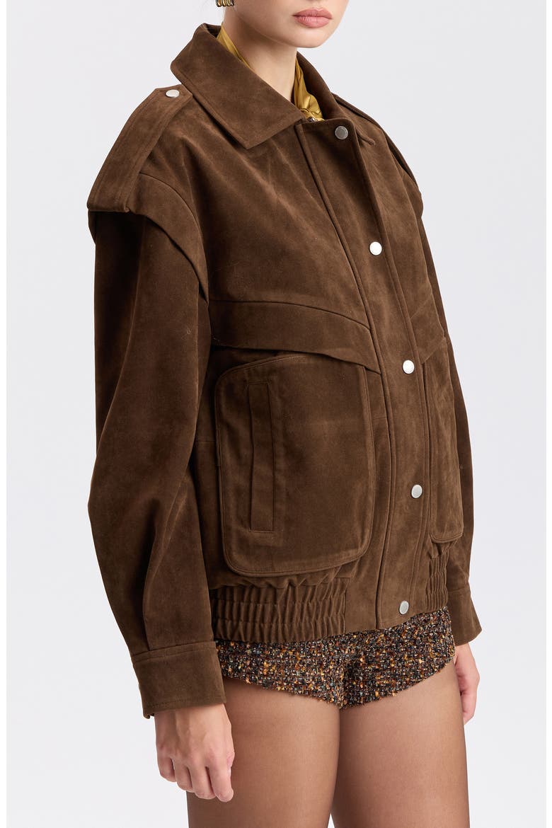 Faux Suede Bomber Jacket, Alternate, color, BRUNETTE