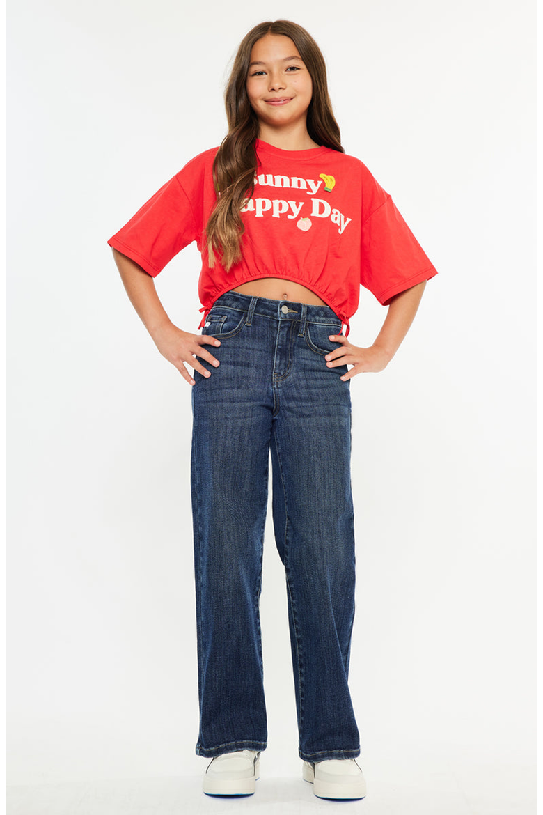 Andy High Rise Kids Wide Leg Jeans, Alternate, color, Dark Wash