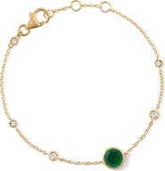 Astley Clarke Gold Luna Green Agate Station Bracelet