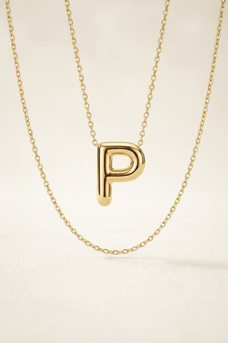 14K Gold Letter Initial Pendant Necklace, Main, color, Letter P
