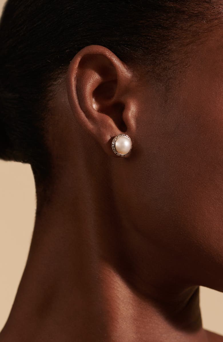 John Hardy Classic Chain Mabé Pearl Stud Earrings, Alternate, color, White