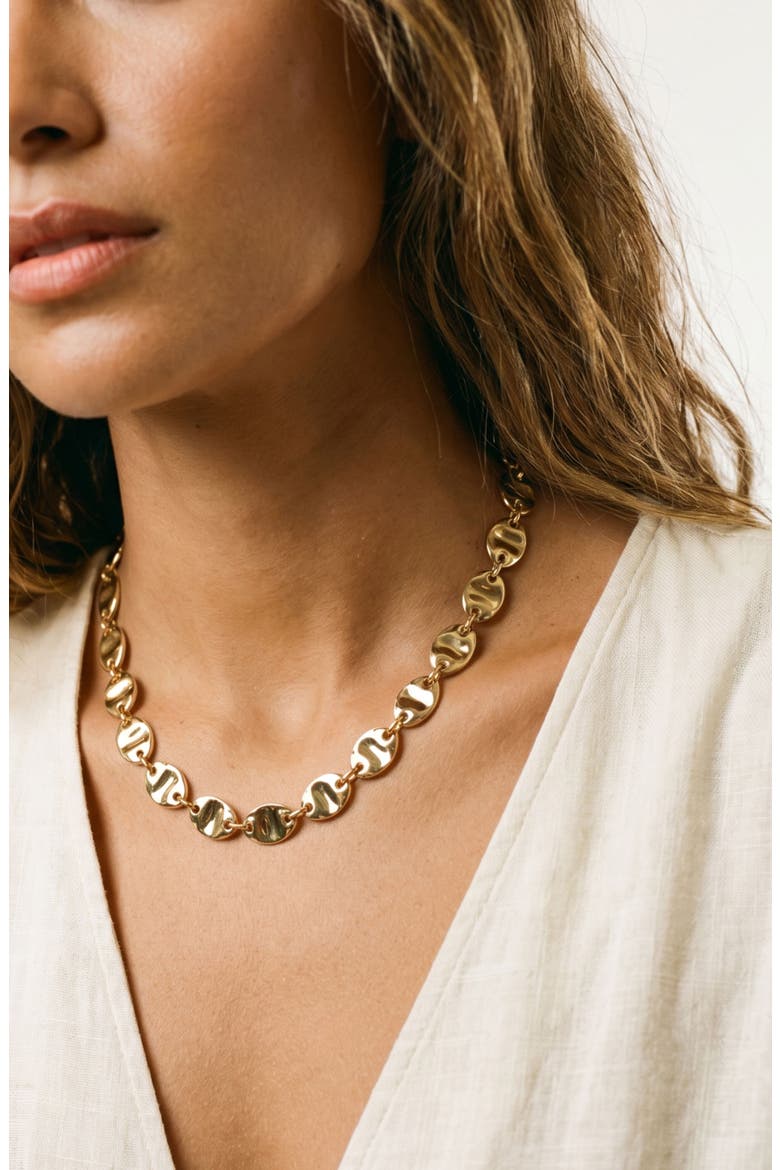 Hammered Link Chain Necklace, Alternate, color, GOLD