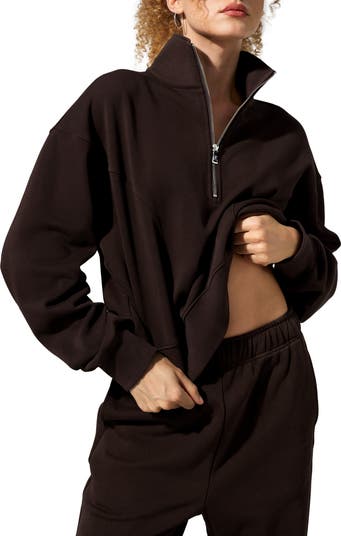 トップス COTTON SILK LOOSE SILHOUETTE PULLOVER Lilysilk SILKERRY Oversized Heirloom '89 Stand Collar Half-Zip