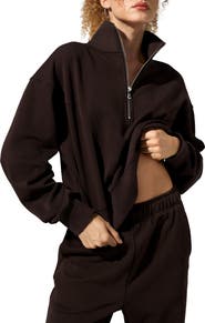 Lilysilk SILKERRY Oversized Heirloom '89 Stand Collar Half-Zip Pullover