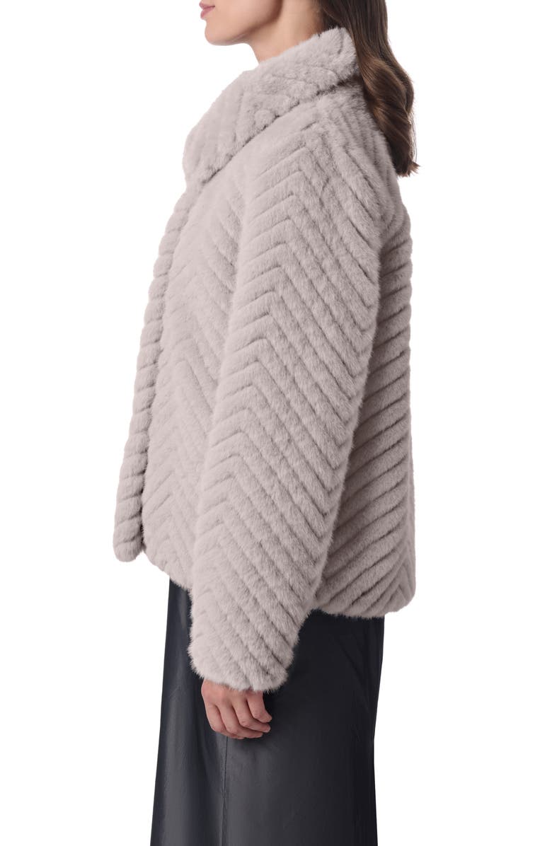 Bernardo Chevron Quilted Faux Fur Jacket, Alternate, color, Grey